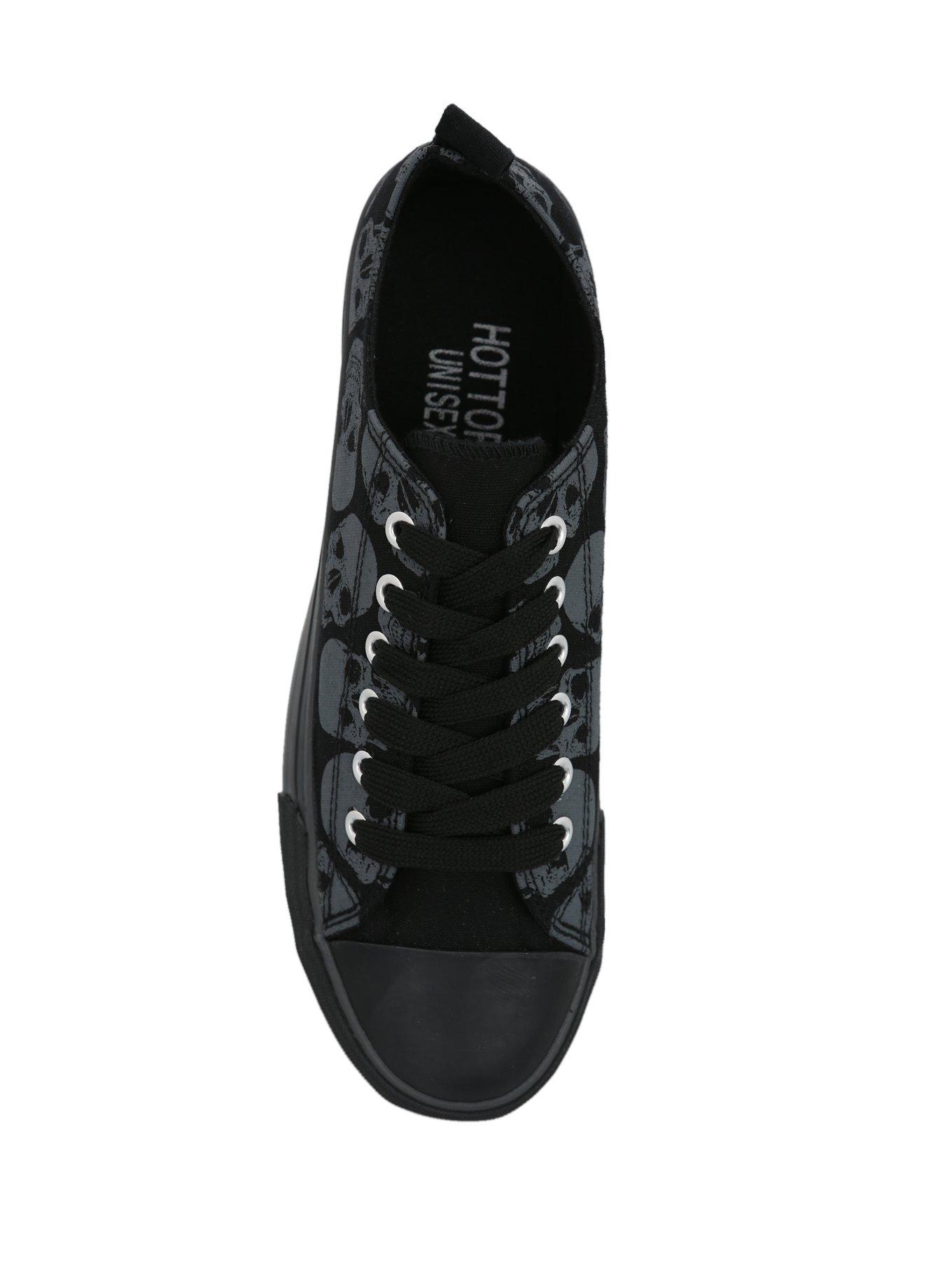 Skulls Low Top Sneakers, BLACK, alternate