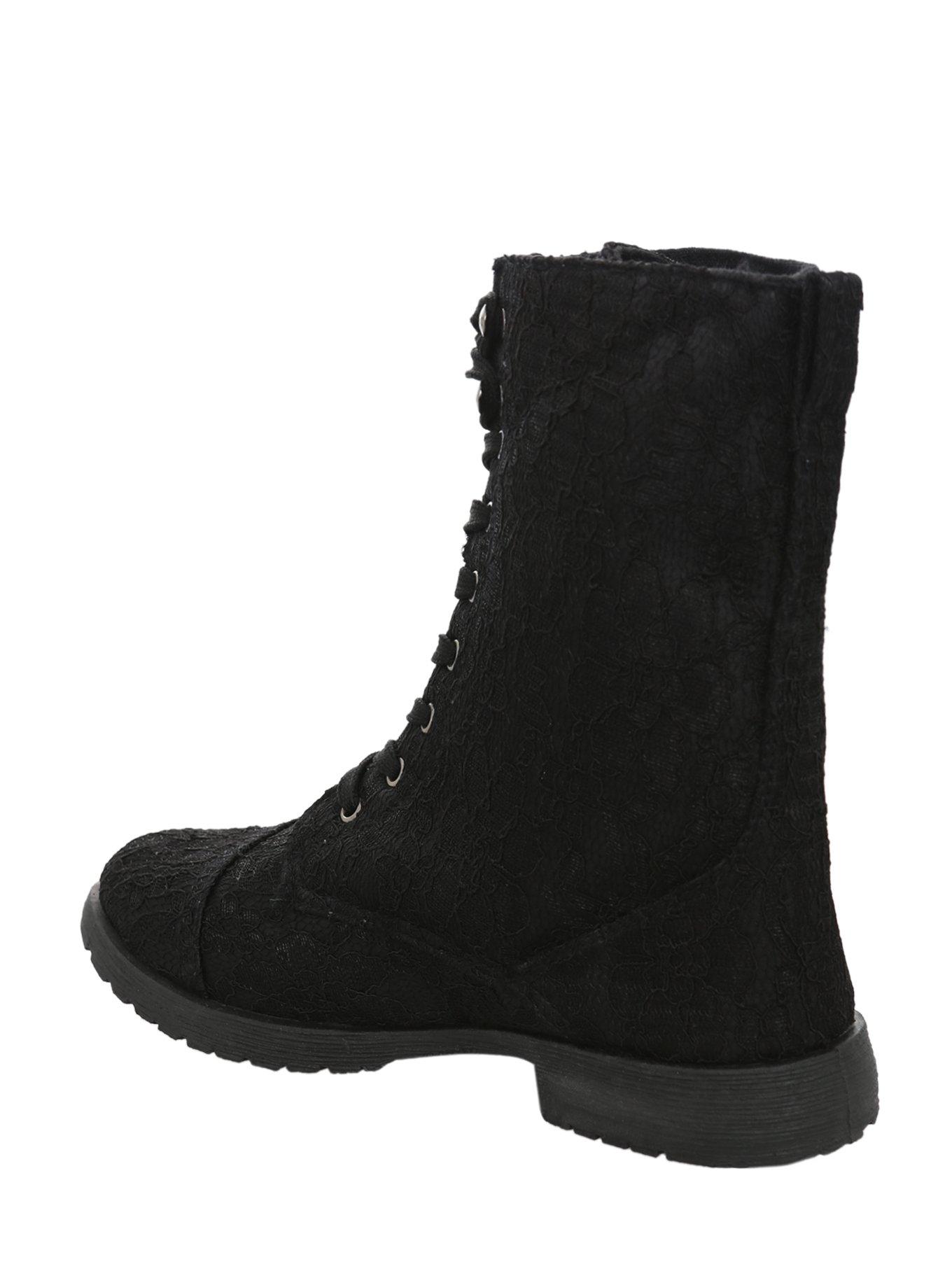 Black Lace Combat Boots, , alternate