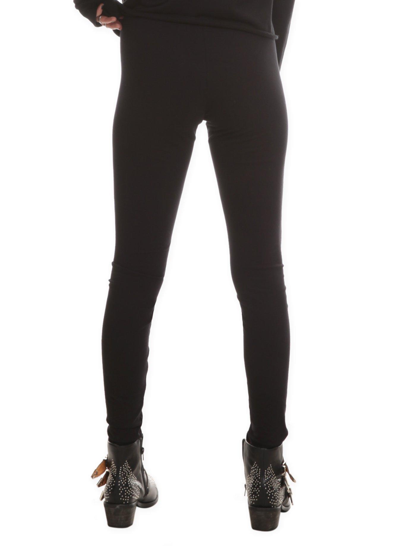 Black Front Lace-Up Leggings, , alternate