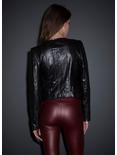 Faux Reptile Leather Moto Jacket, BLACK, alternate