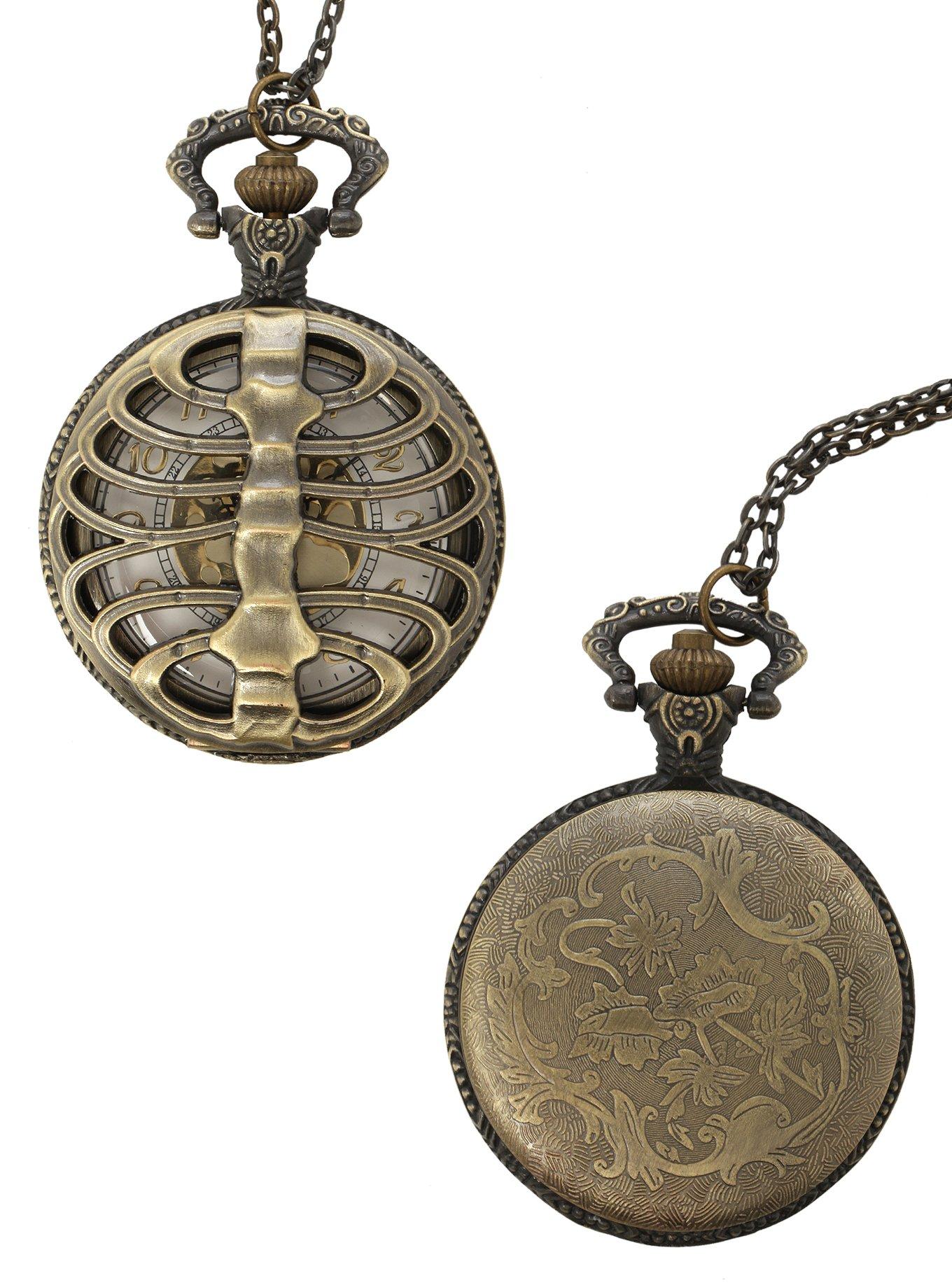 Rib Cage Pocket Watch Necklace, , alternate