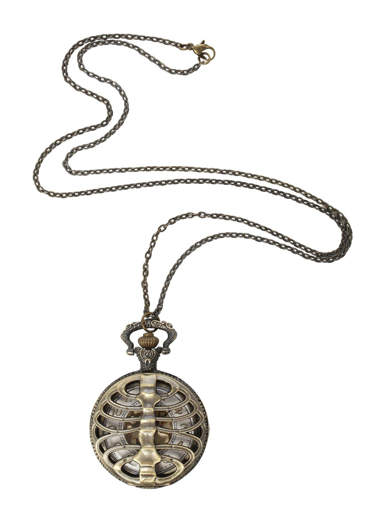 Rib Cage Pocket Watch Necklace, , alternate