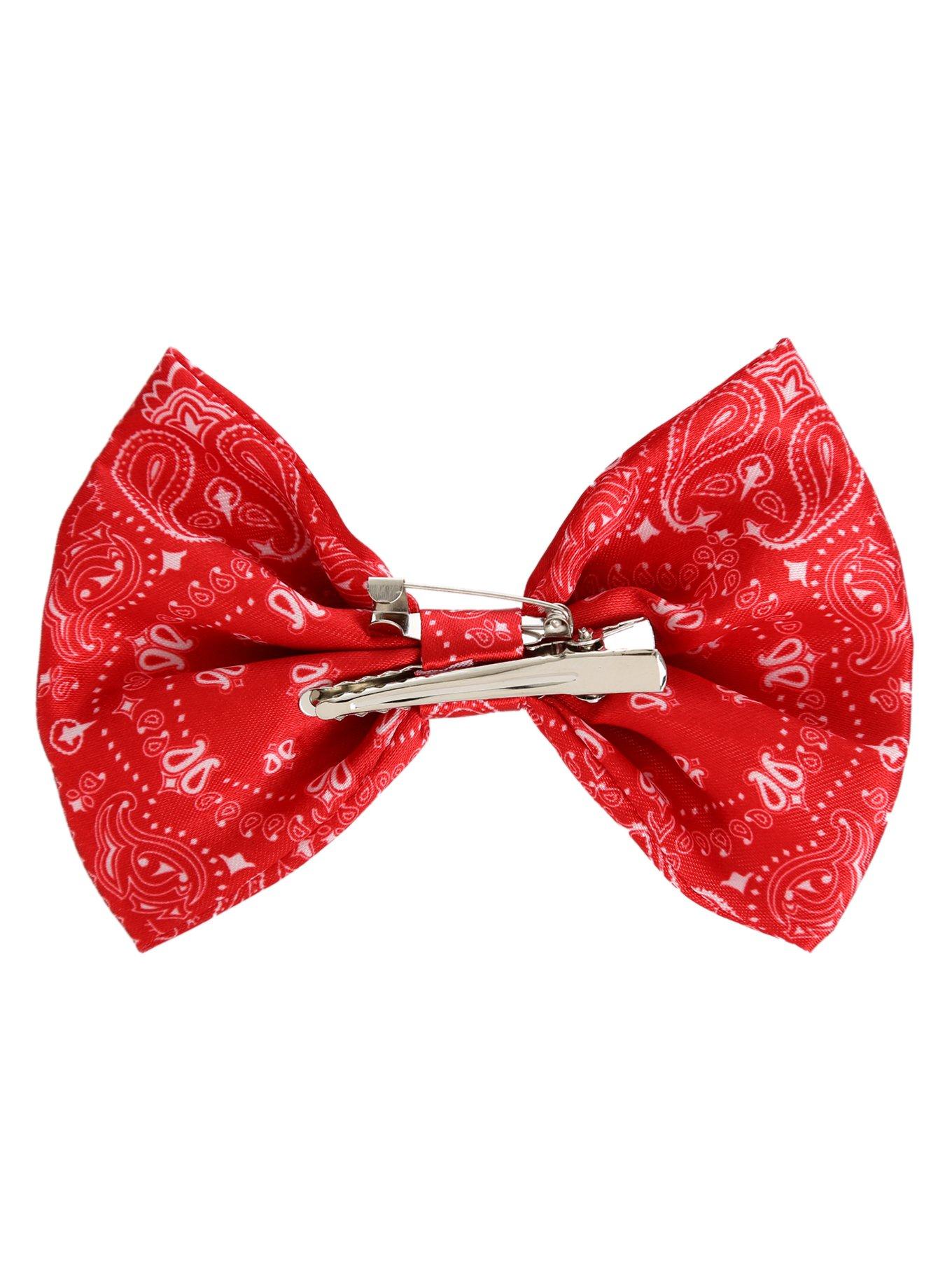 LOVEsick Red Bandana Print Hair Bow, , alternate