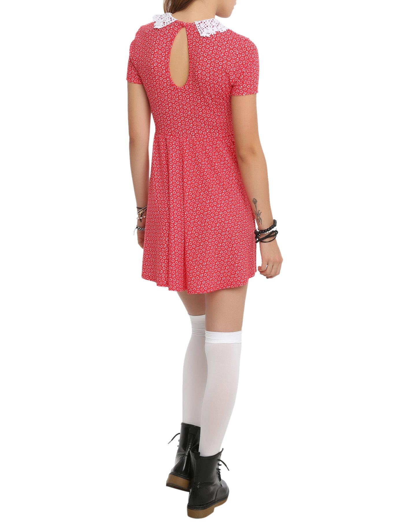 Teenage Runaway Red Skull Doily Collar Dress, , alternate