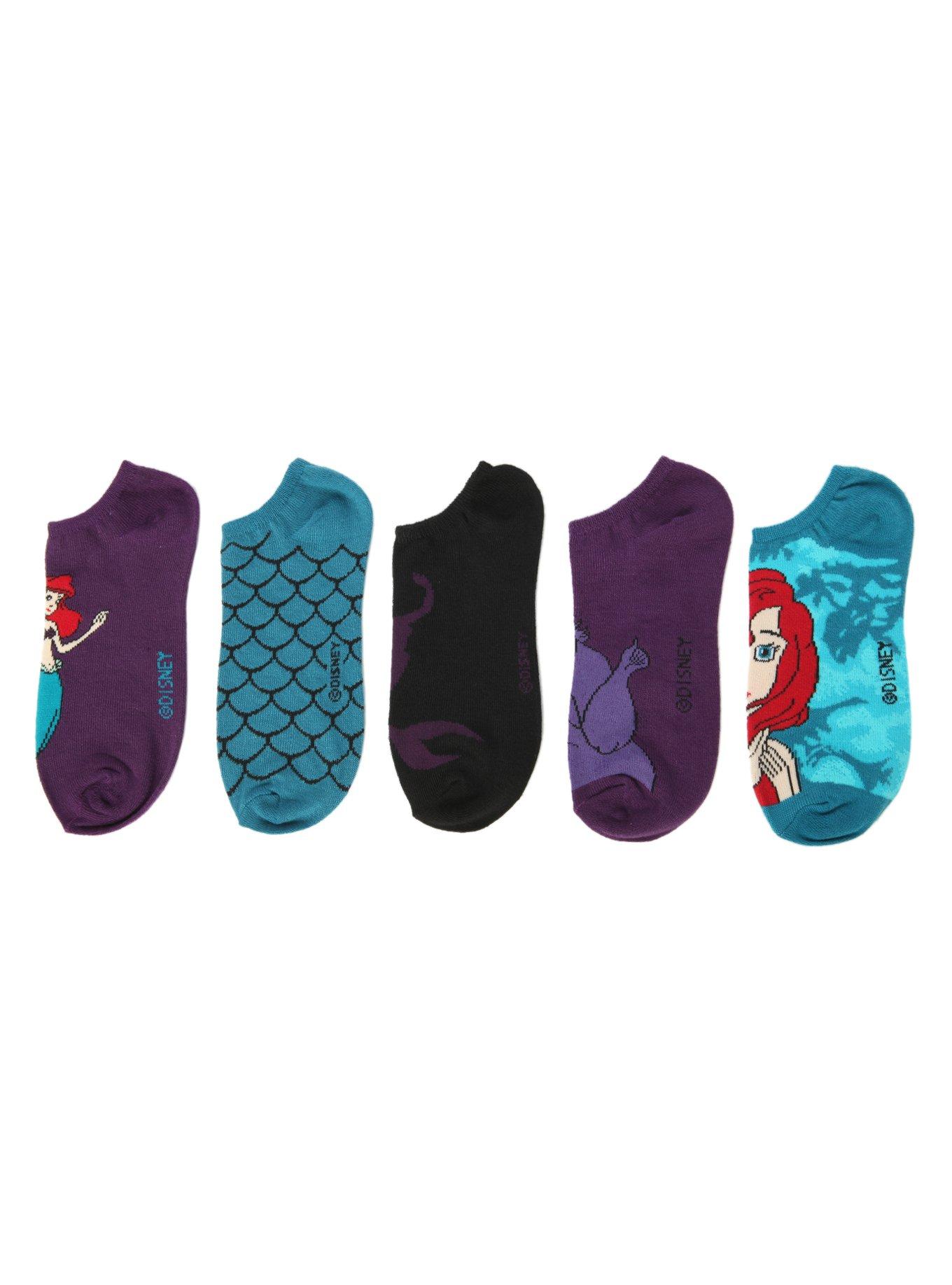Disney The Little Mermaid Scales No-Show Socks 5 Pair, , alternate