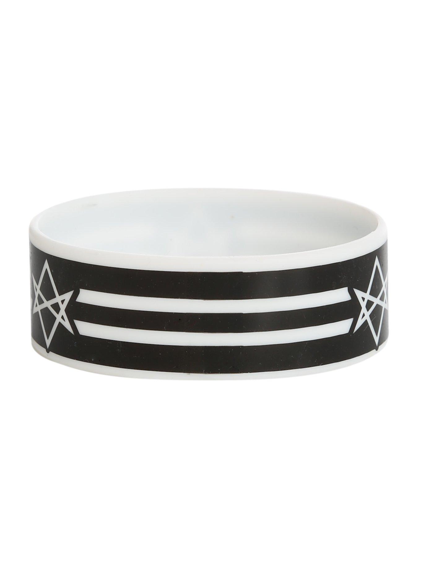 Bring Me The Horizon Black & White Stripe Rubber Bracelet, , alternate