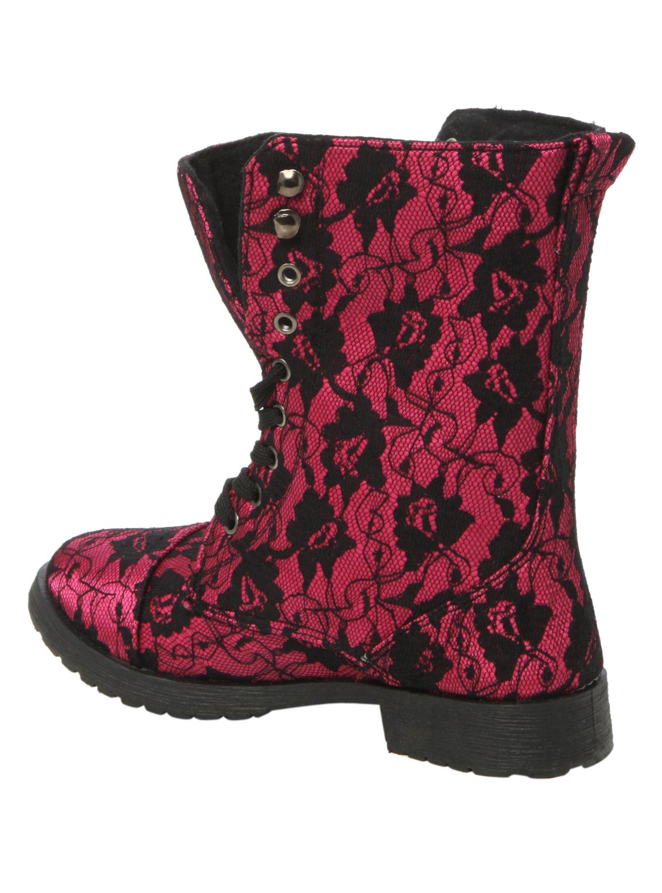 Millie Lace Fuchsia Boot, , alternate