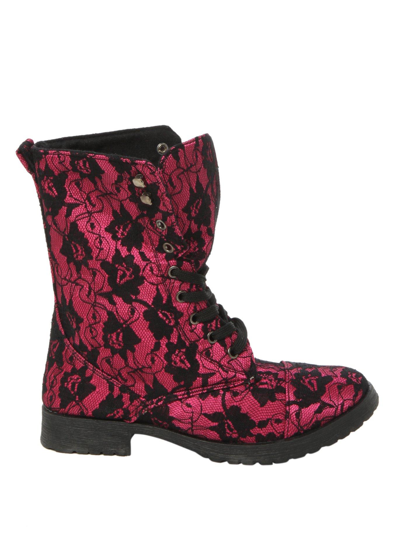 Millie Lace Fuchsia Boot, , alternate