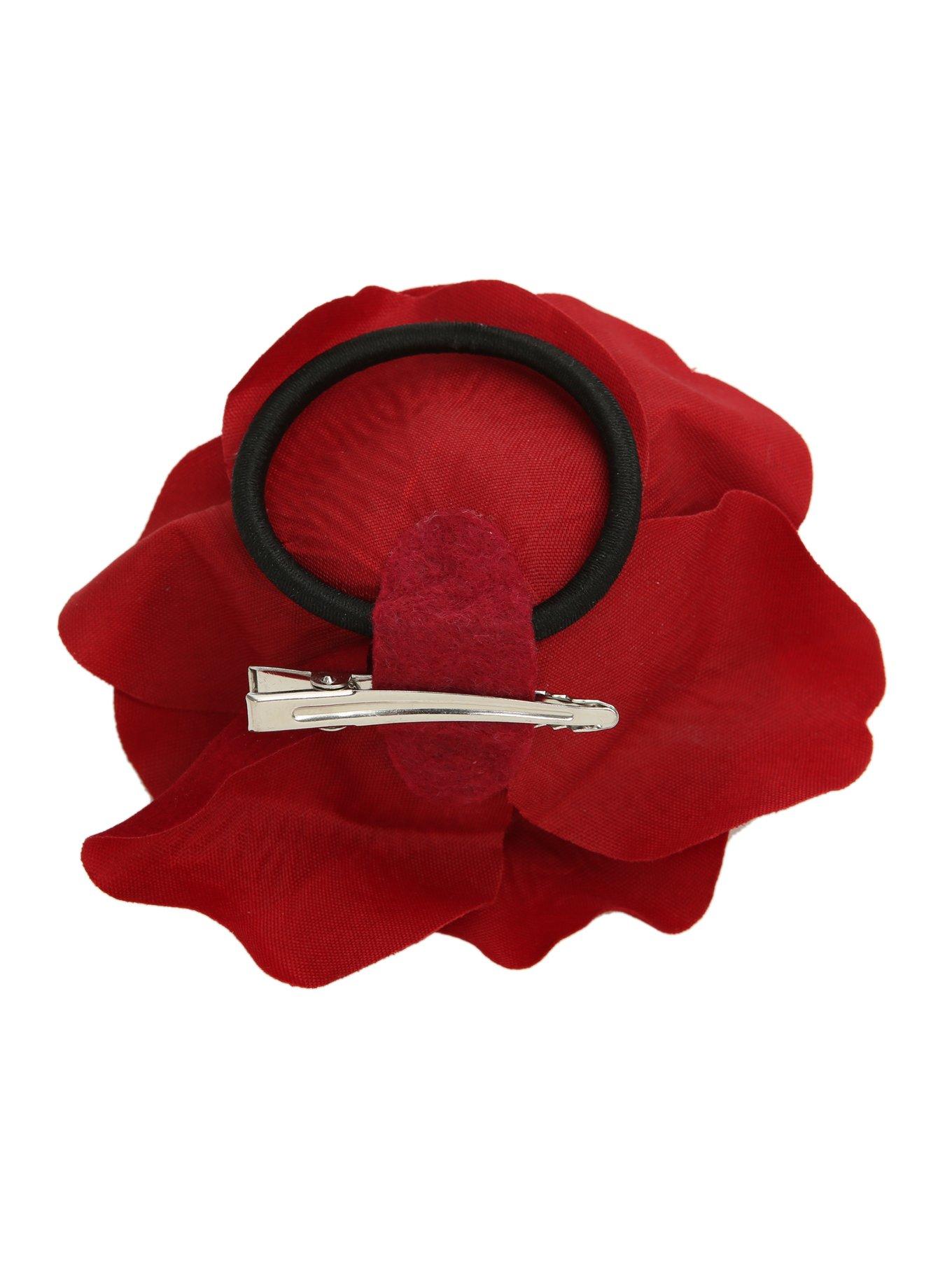 Red Rose Flower Hair Clip, , alternate