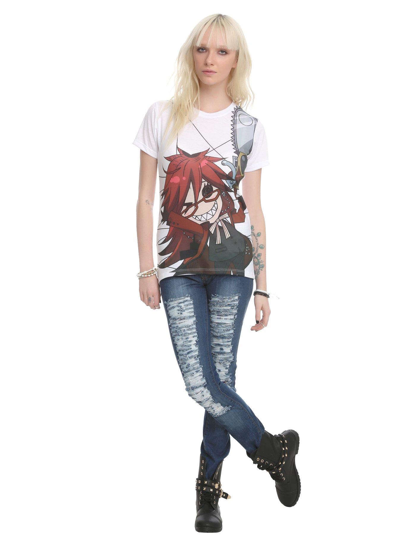 Black Butler Grell Sublimation Girls Top, , alternate