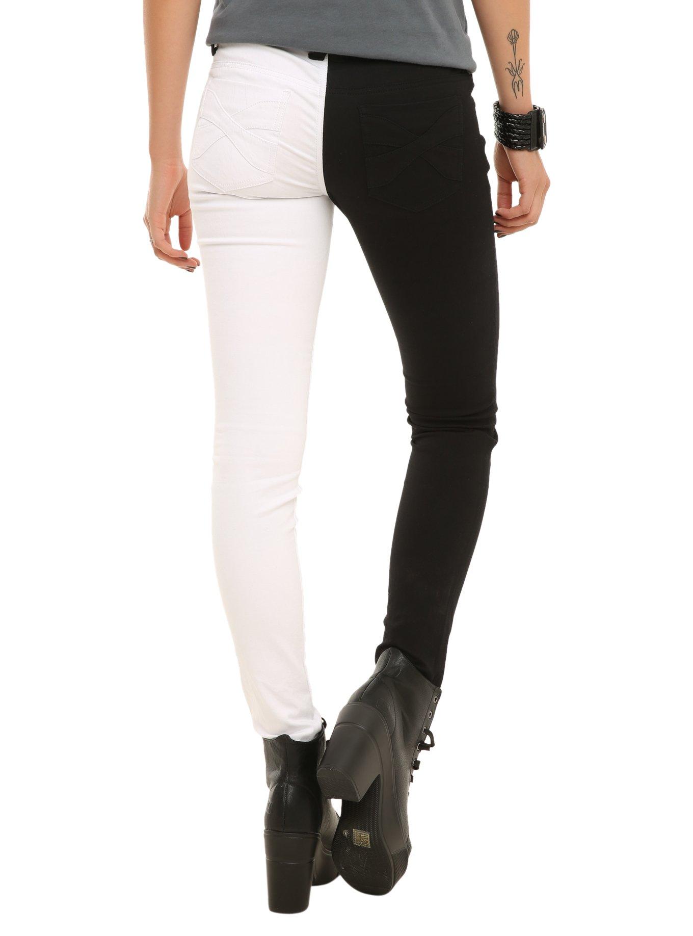 Royal Bones By Tripp White And Black Split Leg Skinny Jeans, , alternate