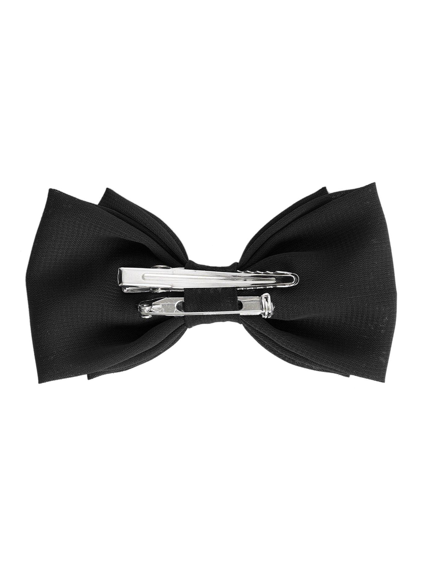 Solid Black Chiffon Hair Bow, , alternate