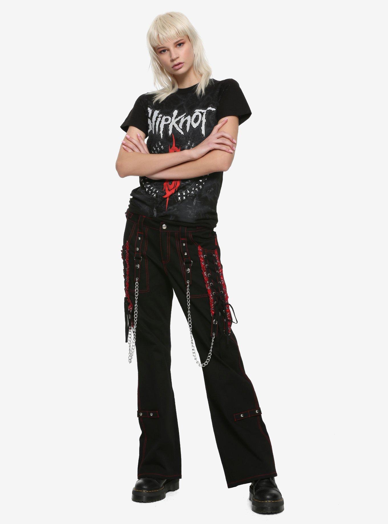 Tripp Black And Red Lace-Up Chain Pants