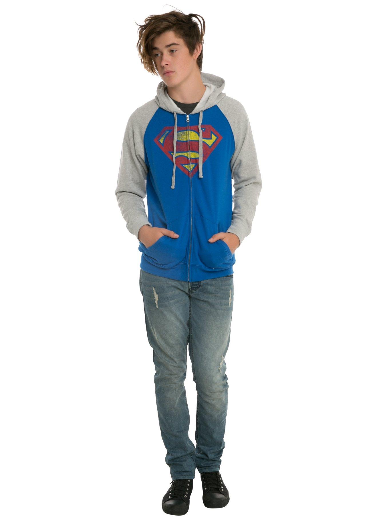 DC Comics Superman Color Block Raglan Zip Hoodie, , alternate