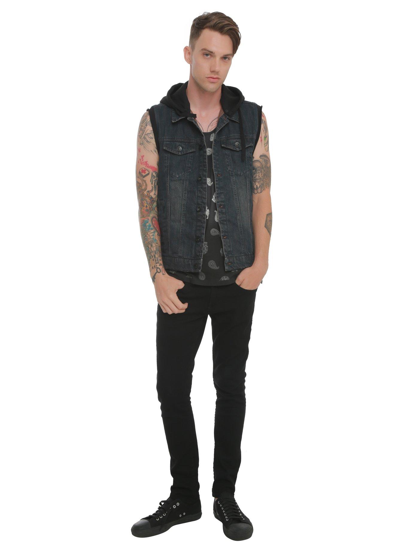 XXX RUDE Indigo Hooded Cap Denim Vest, , alternate