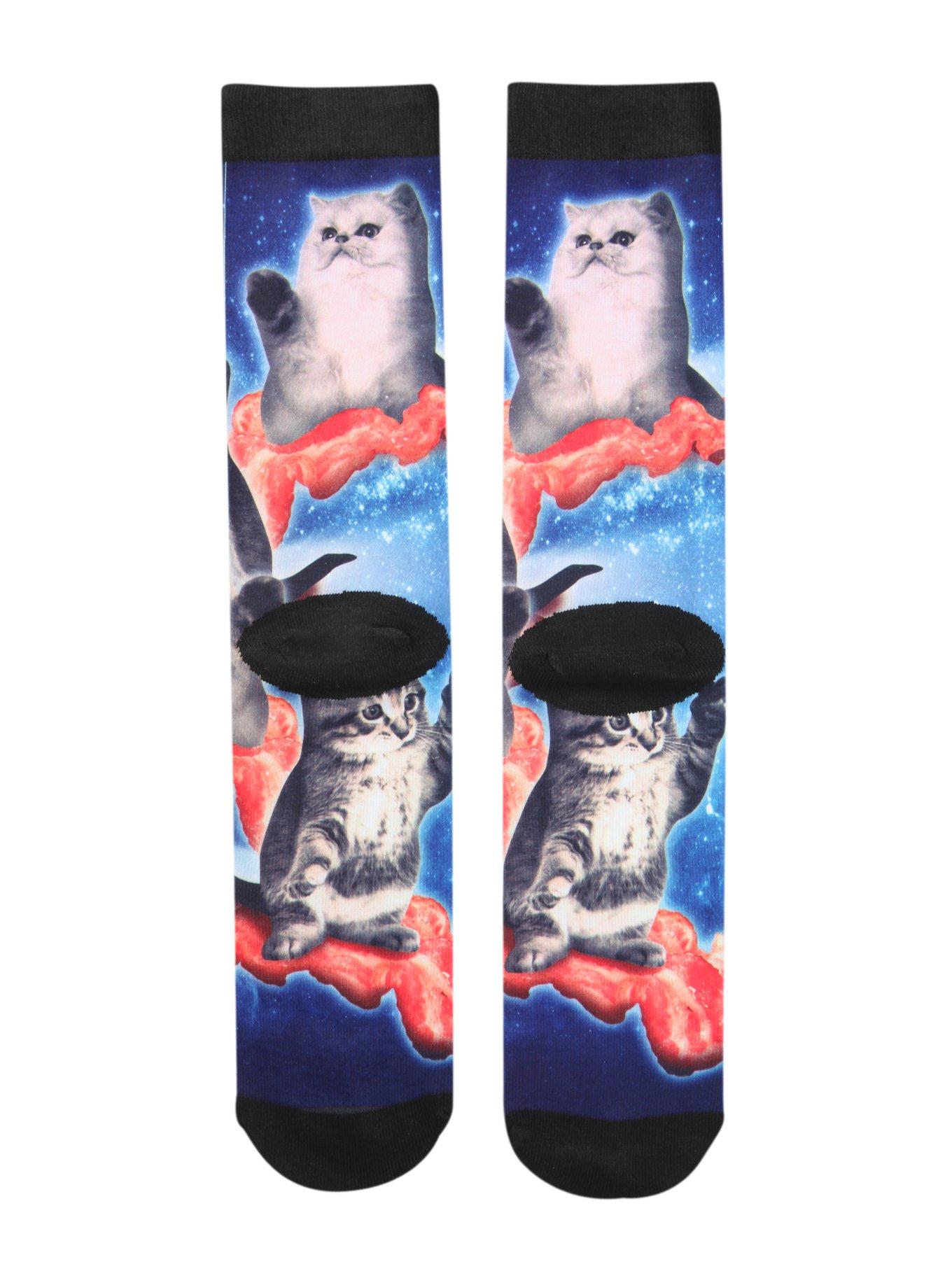 XXX RUDE Bacon Cats Men's Crew Socks, , alternate