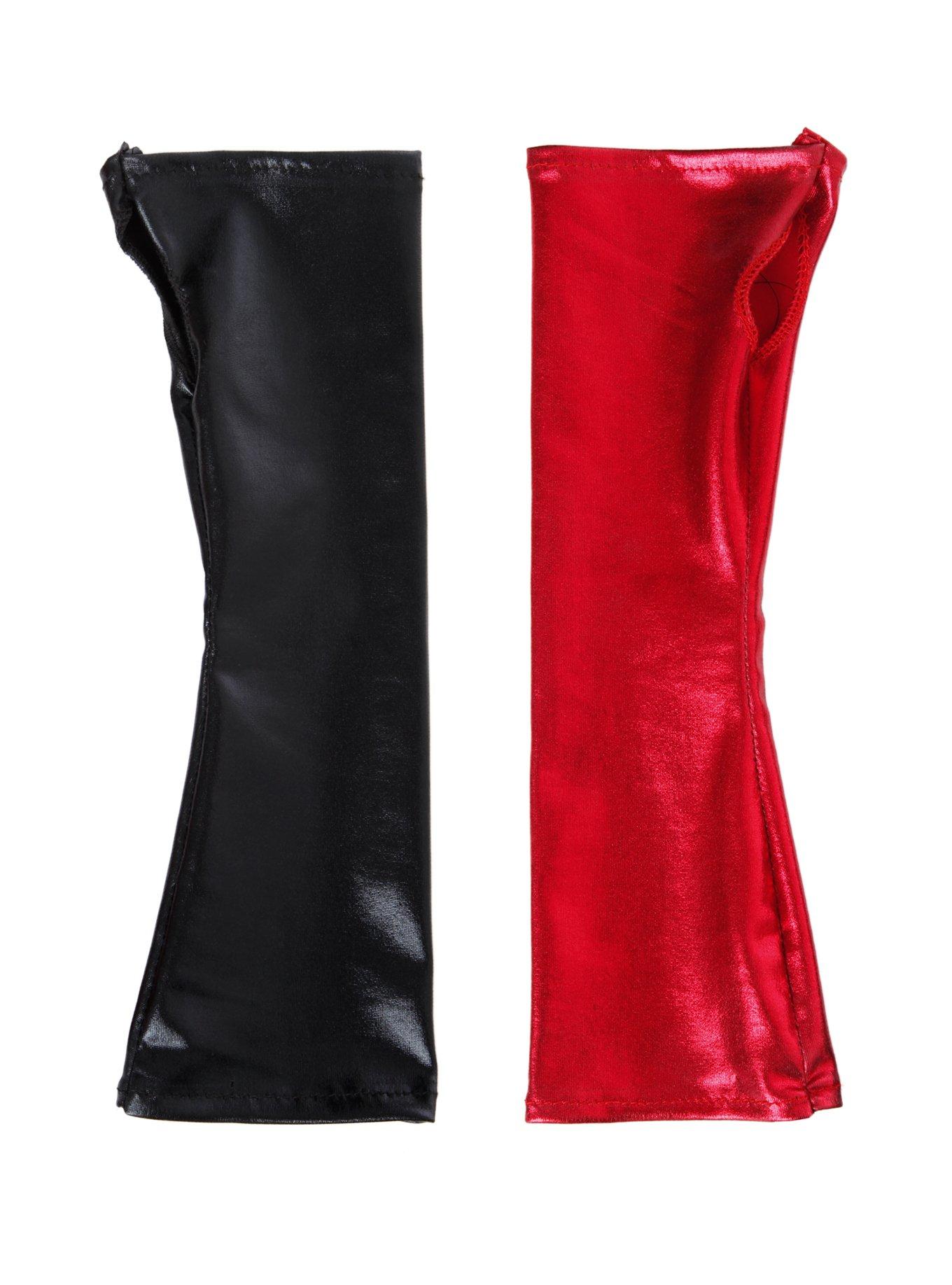 Black & Red Lamé Gloves, , alternate