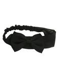 LOVEsick Solid Black Chiffon Bow Stretchy Headband, , alternate