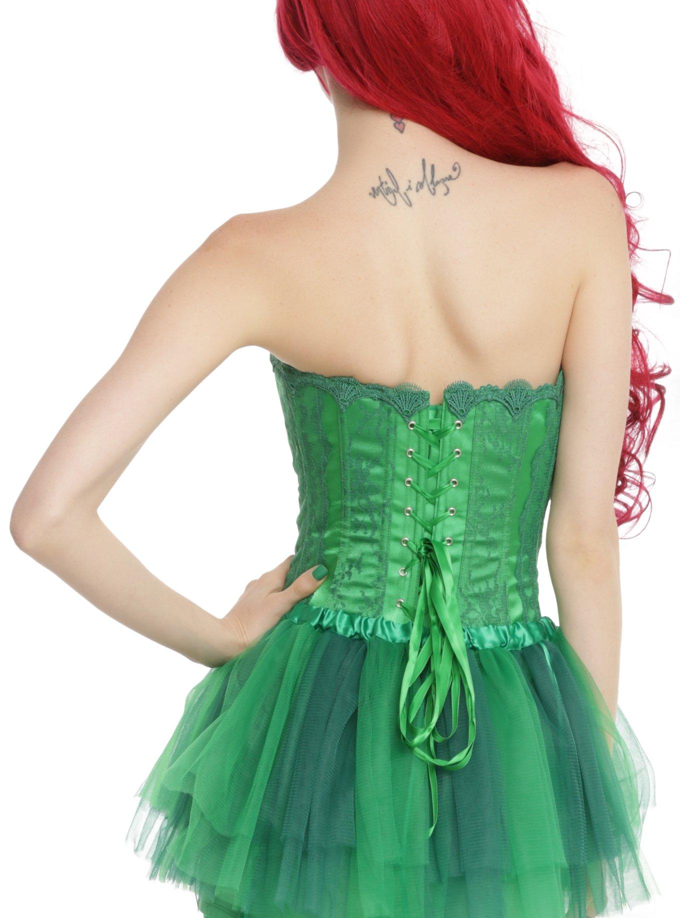 DC Comics Poison Ivy Green Lace Corset, , alternate