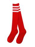 Red And White Knee-High Crew Socks, , alternate