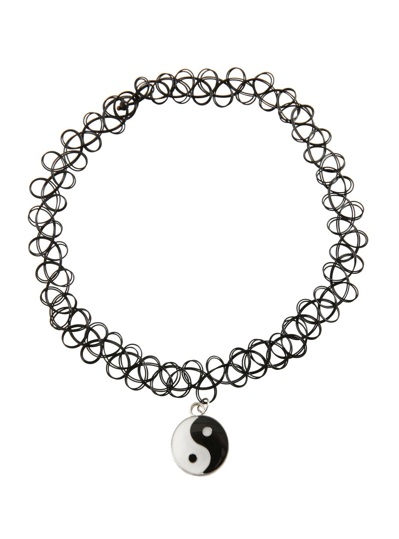 Yin-Yang Charm Tattoo Choker, , alternate