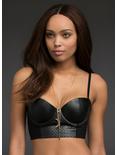 Faux Leather Quilted Longline Bra, , alternate