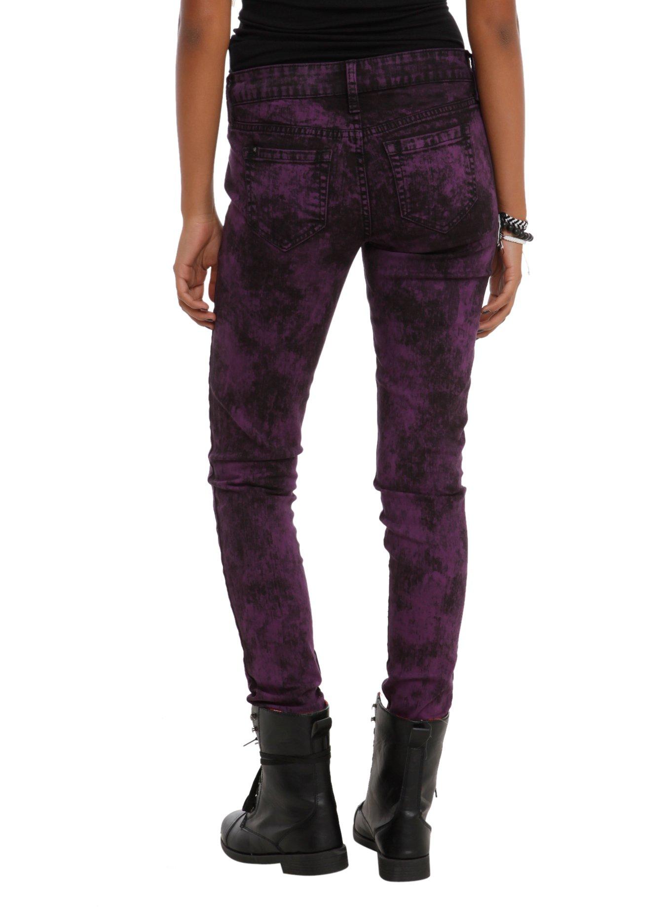 LOVEsick Purple Acid Wash Skinny Jeans, , alternate