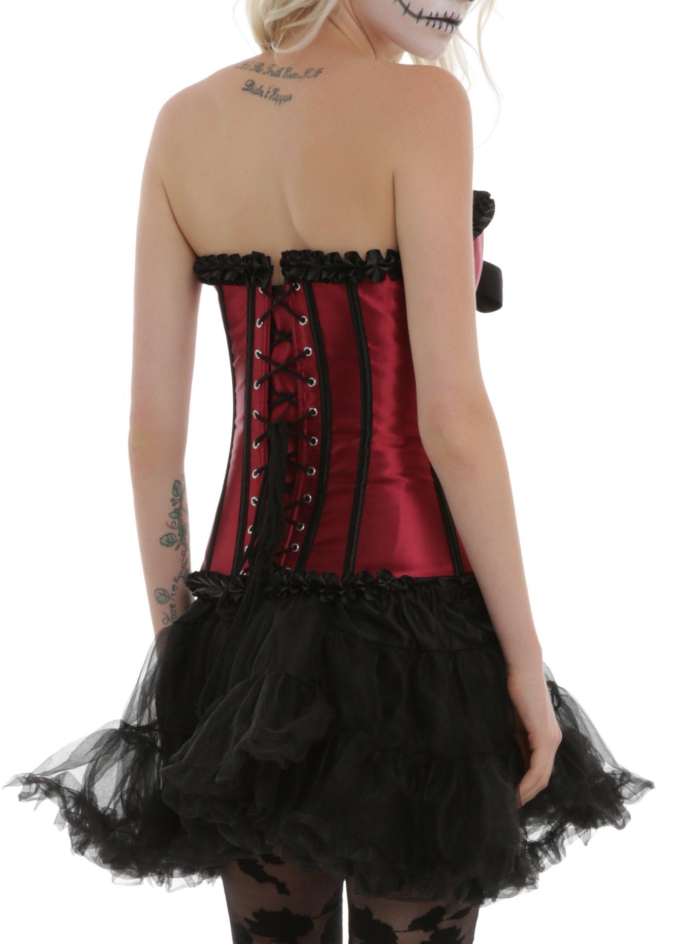 Black & Bordeaux Corset Top, , alternate