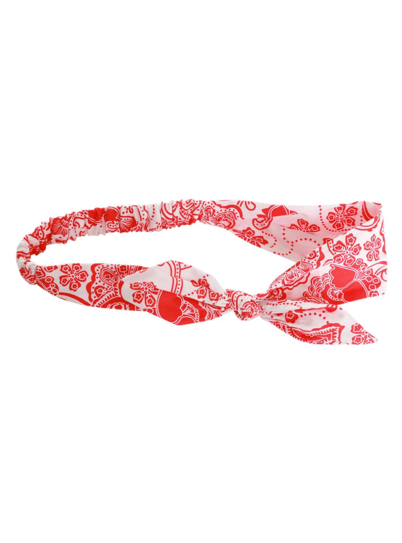 Red & White Bandana Stretchy Headband, , alternate