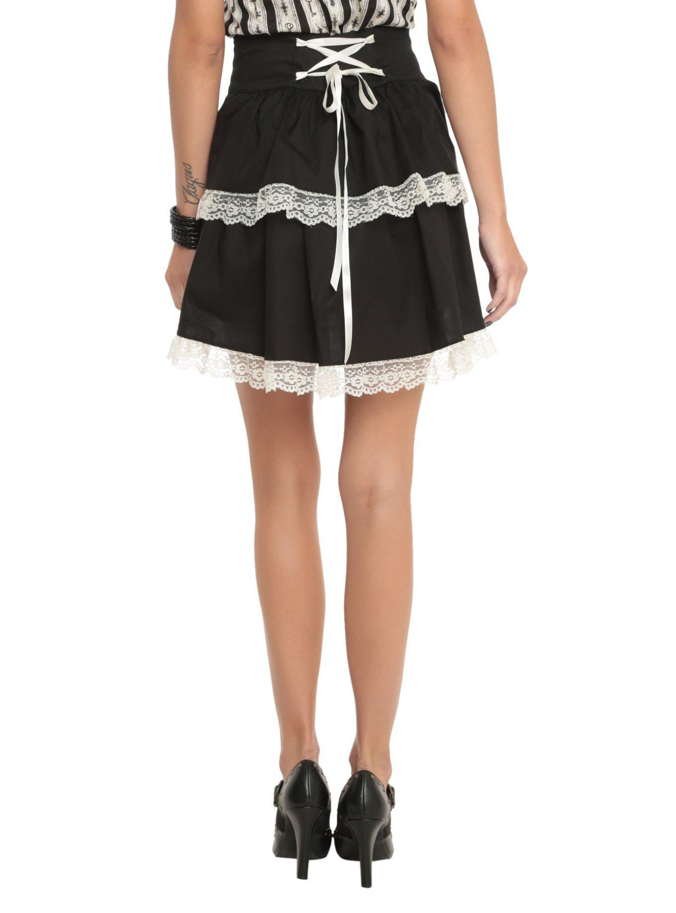 Lip Service Step In Time Black Cream Lace Mini Skirt, , alternate