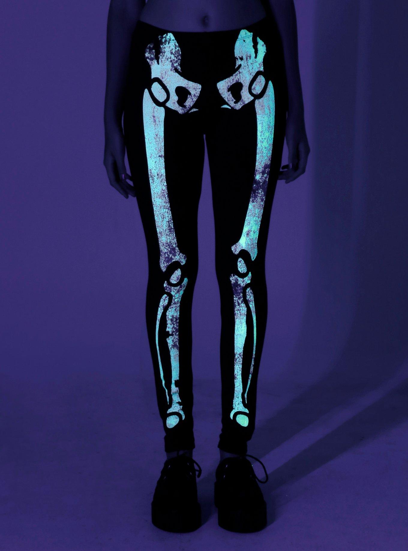 Skeleton Glow-In-The-Dark Leggings, Hot Topic