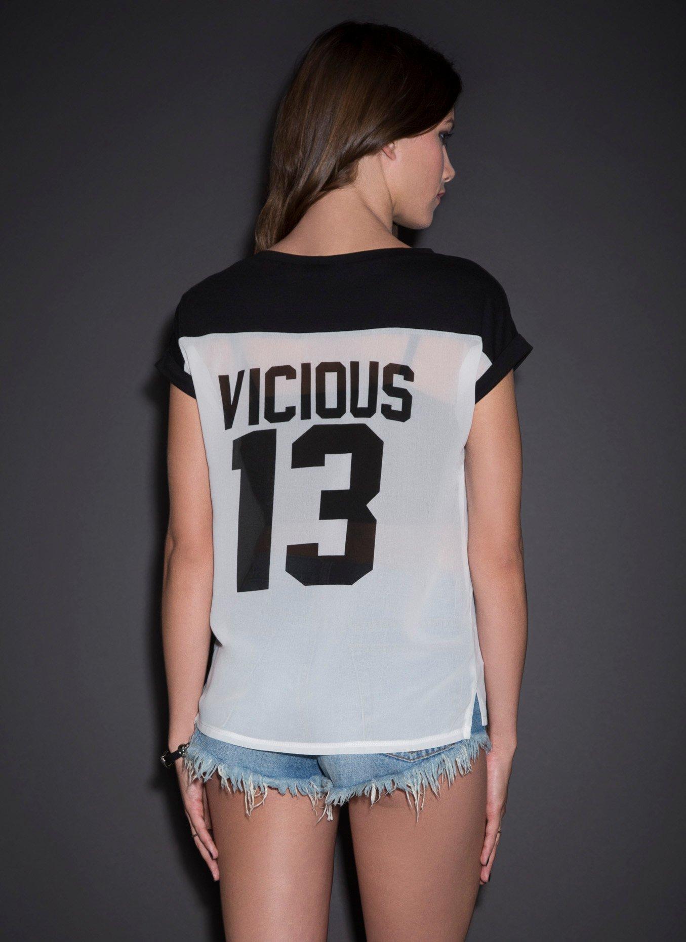 Vicious Raglan Chiffon Shirt, BLACK, alternate