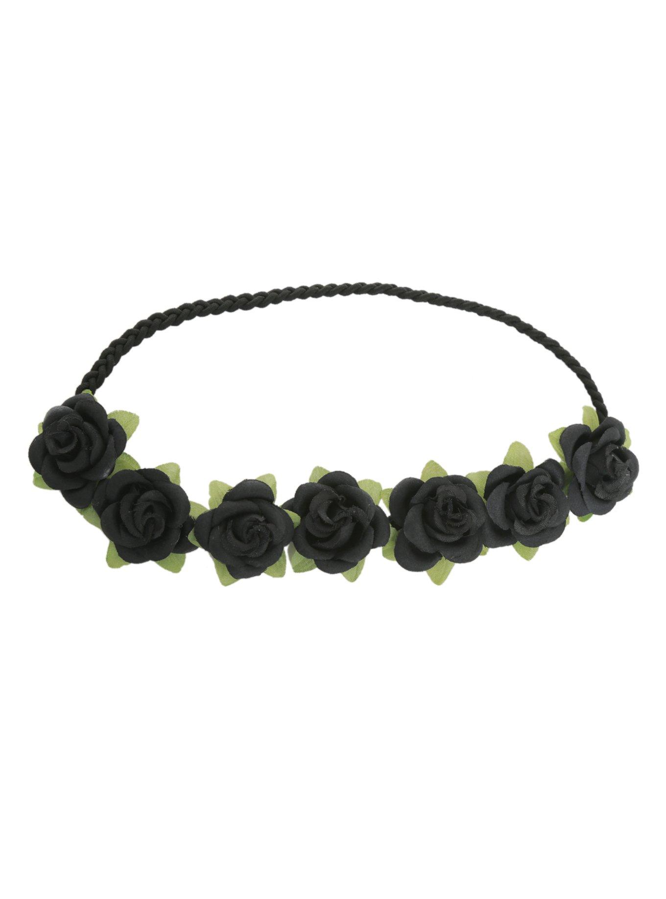 LOVEsick Black Rose Stretchy Headband, , alternate