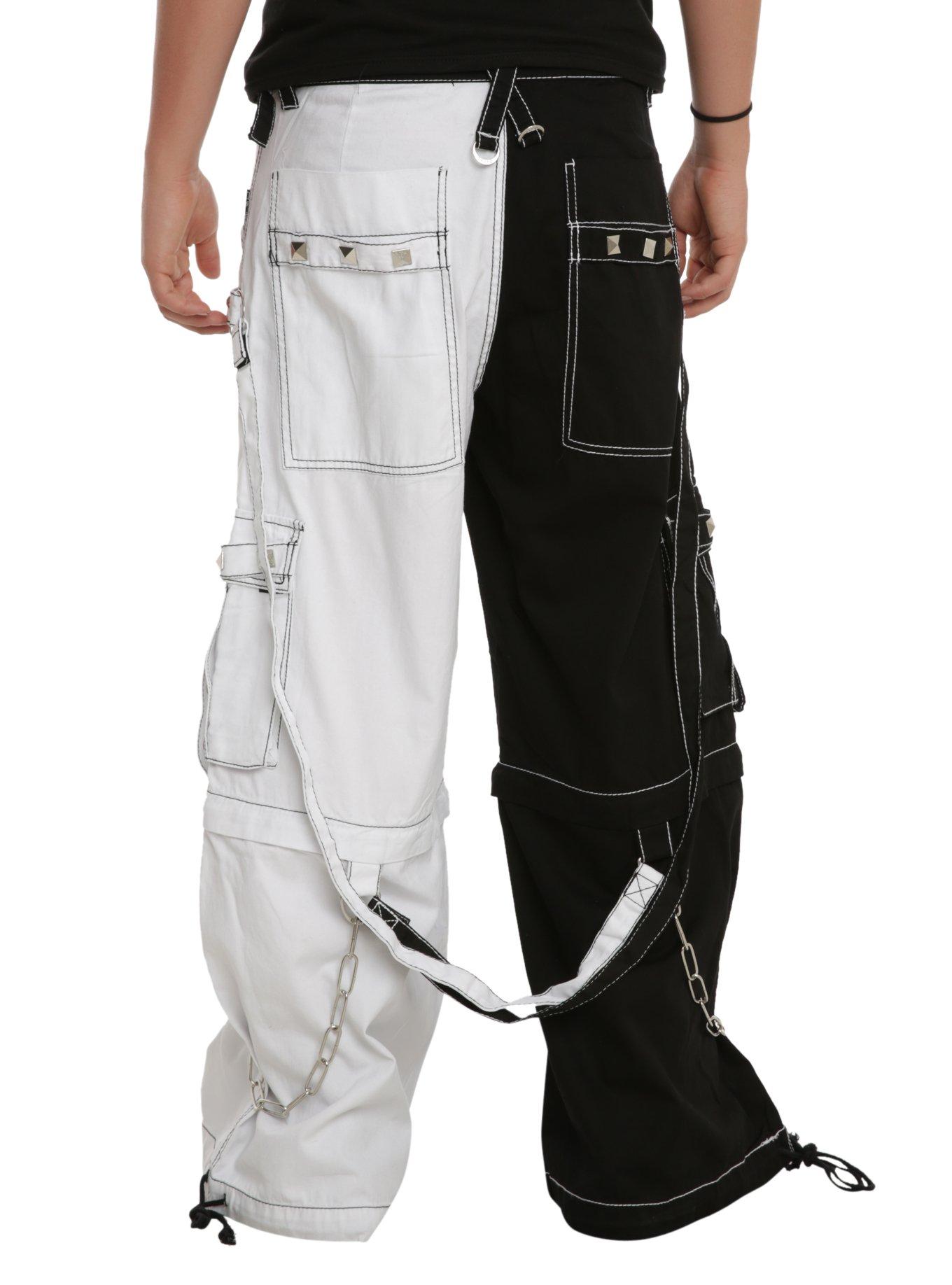Tripp White & Black Split Leg Grommet Stud Pants, , alternate