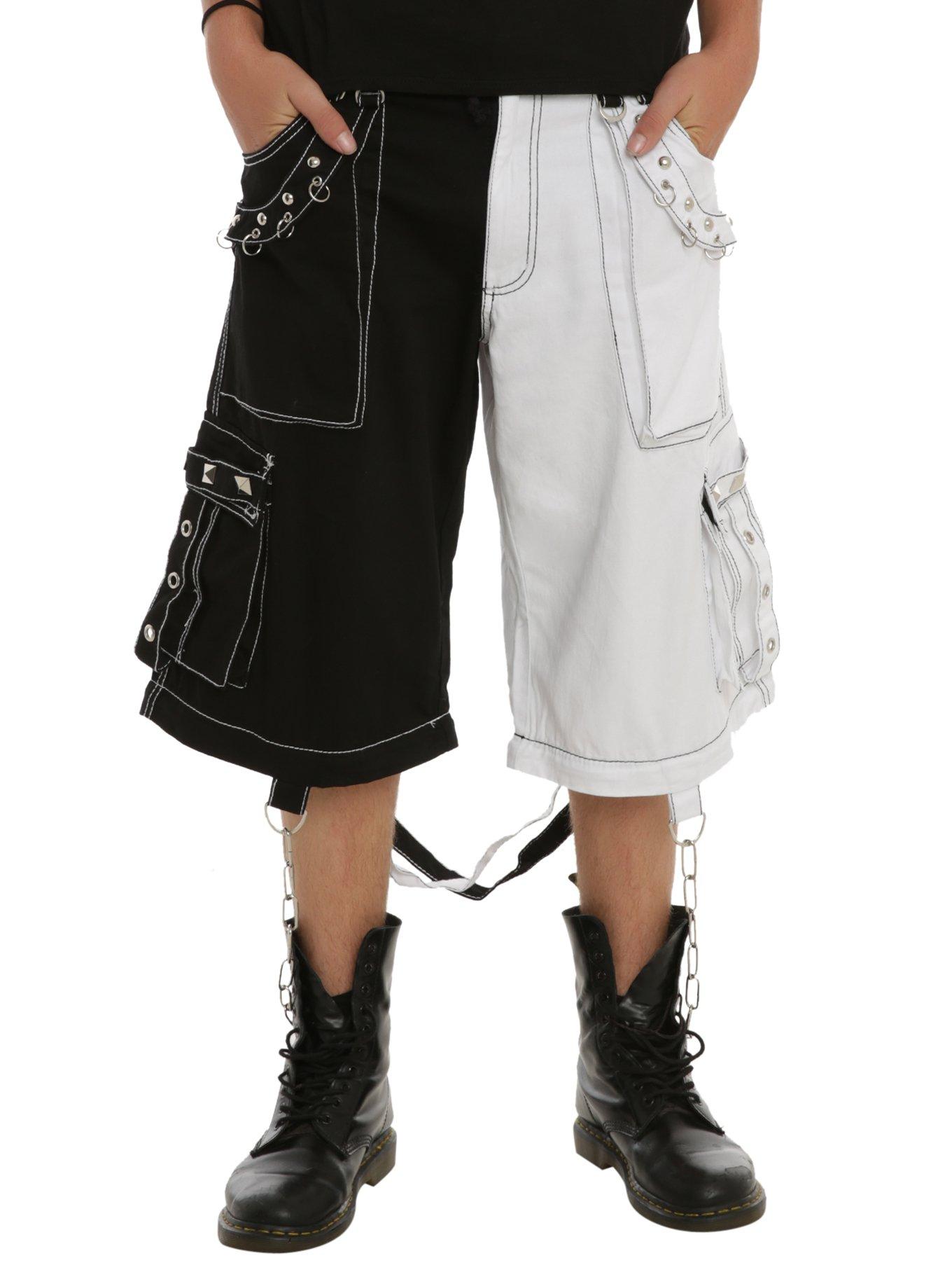 Tripp White & Black Split Leg Grommet Stud Pants, , alternate