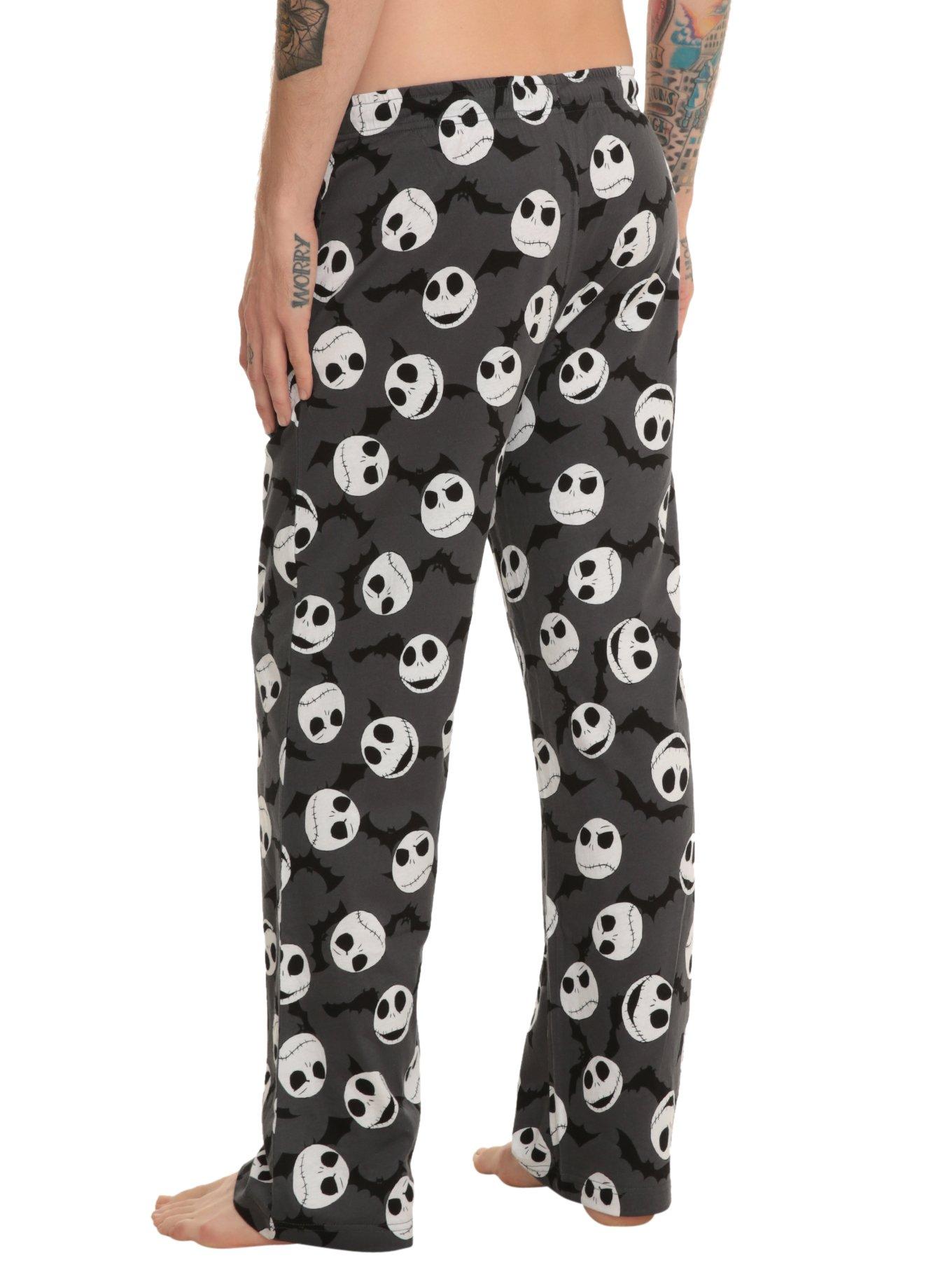 The Nightmare Before Christmas Jack Heads Bats Guys Pajama Pants, , alternate