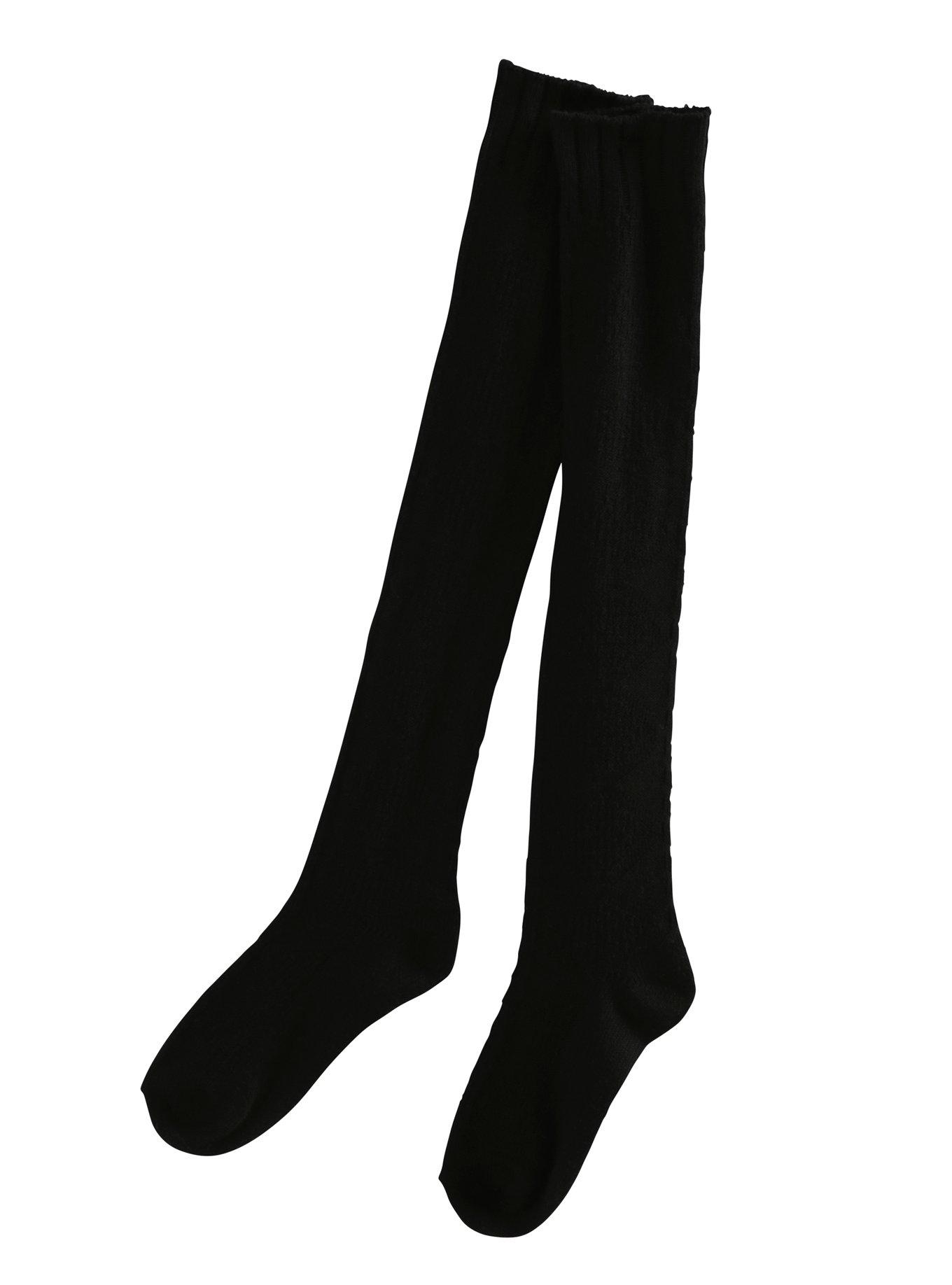 LOVEsick Black Sweater Knit Over-The-Knee Socks, , alternate