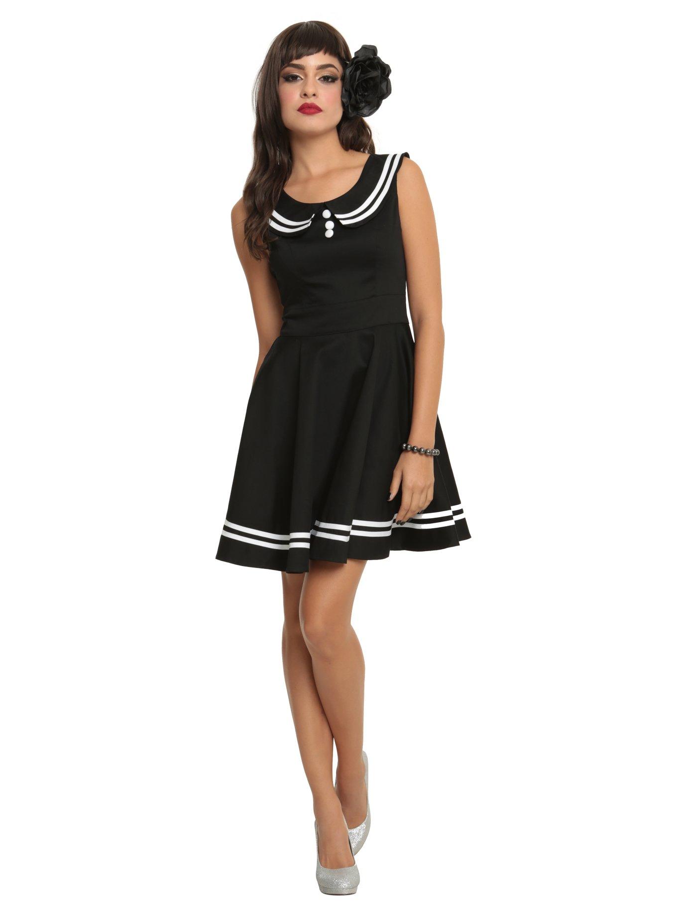 Hell Bunny Black Sailor Dress, , alternate