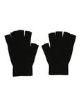 Black Knit Fingerless Gloves, , alternate