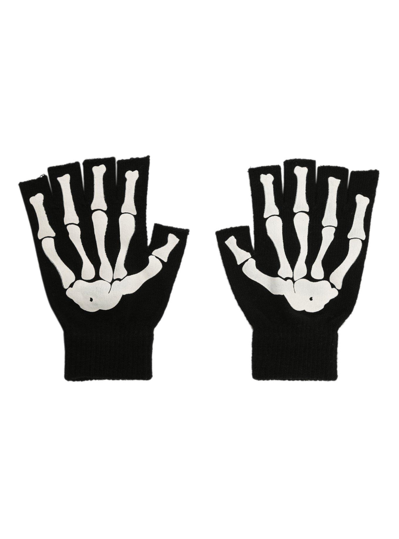 Skeleton Fingerless Gloves, , alternate