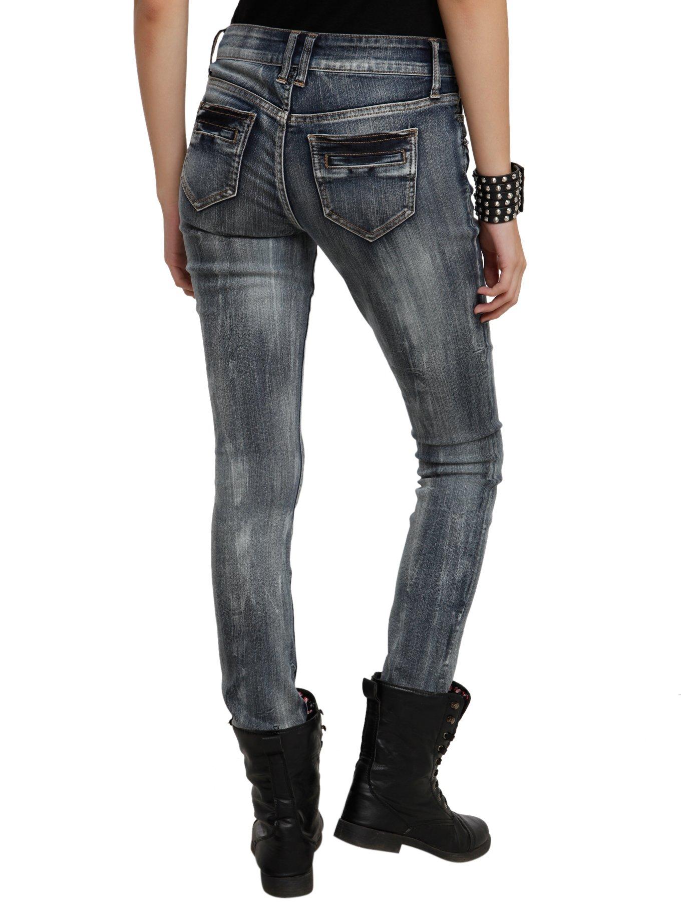 LOVEsick Dark Wash Zipper Pocket Skinny Jeans, , alternate