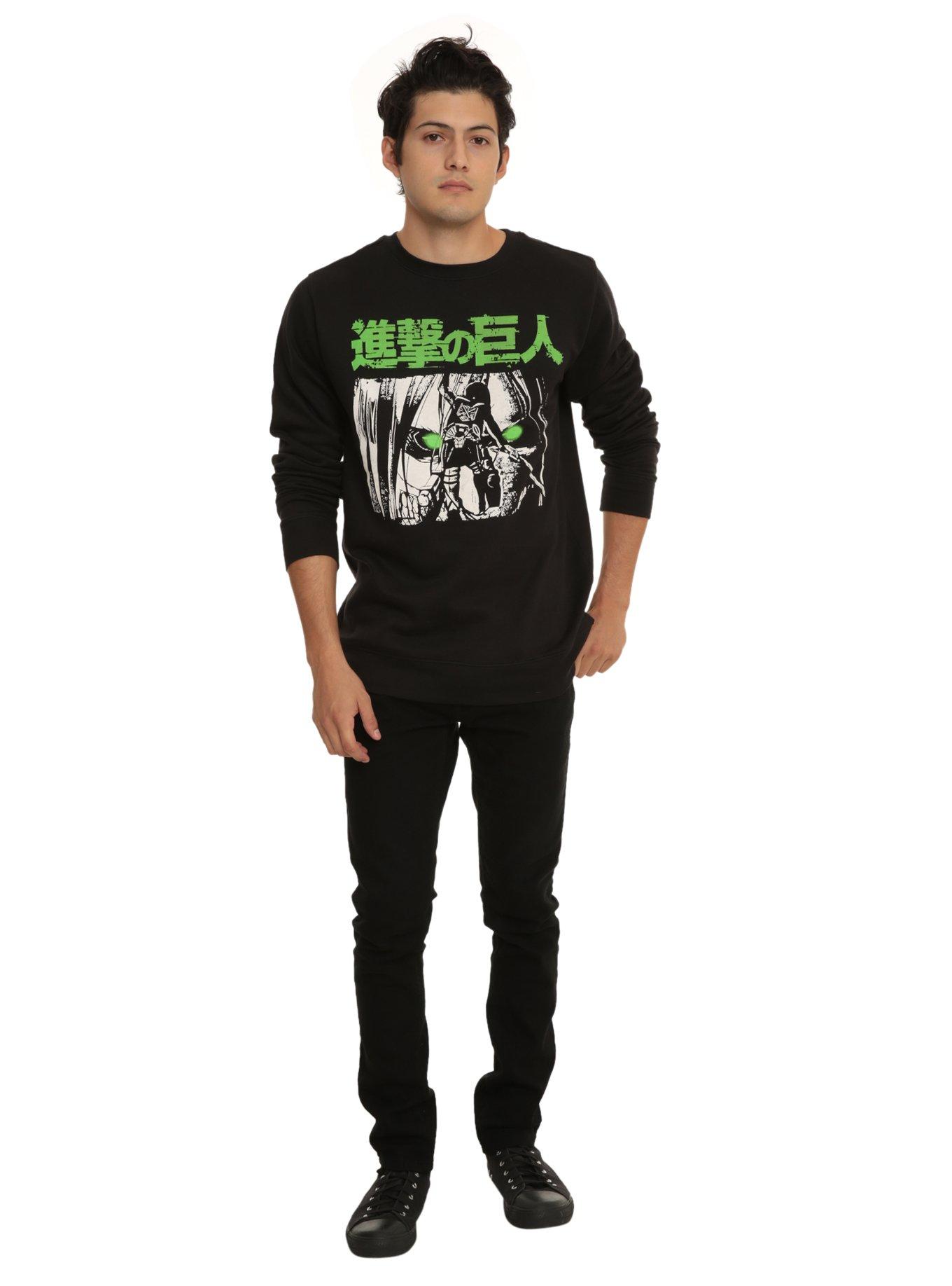Attack On Titan Green Eyes Crew Pullover, , alternate