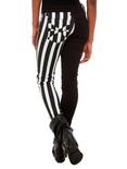 Royal Bones By Tripp Black & White Stripes Split Leg Skinny Jeans, BLACK, alternate