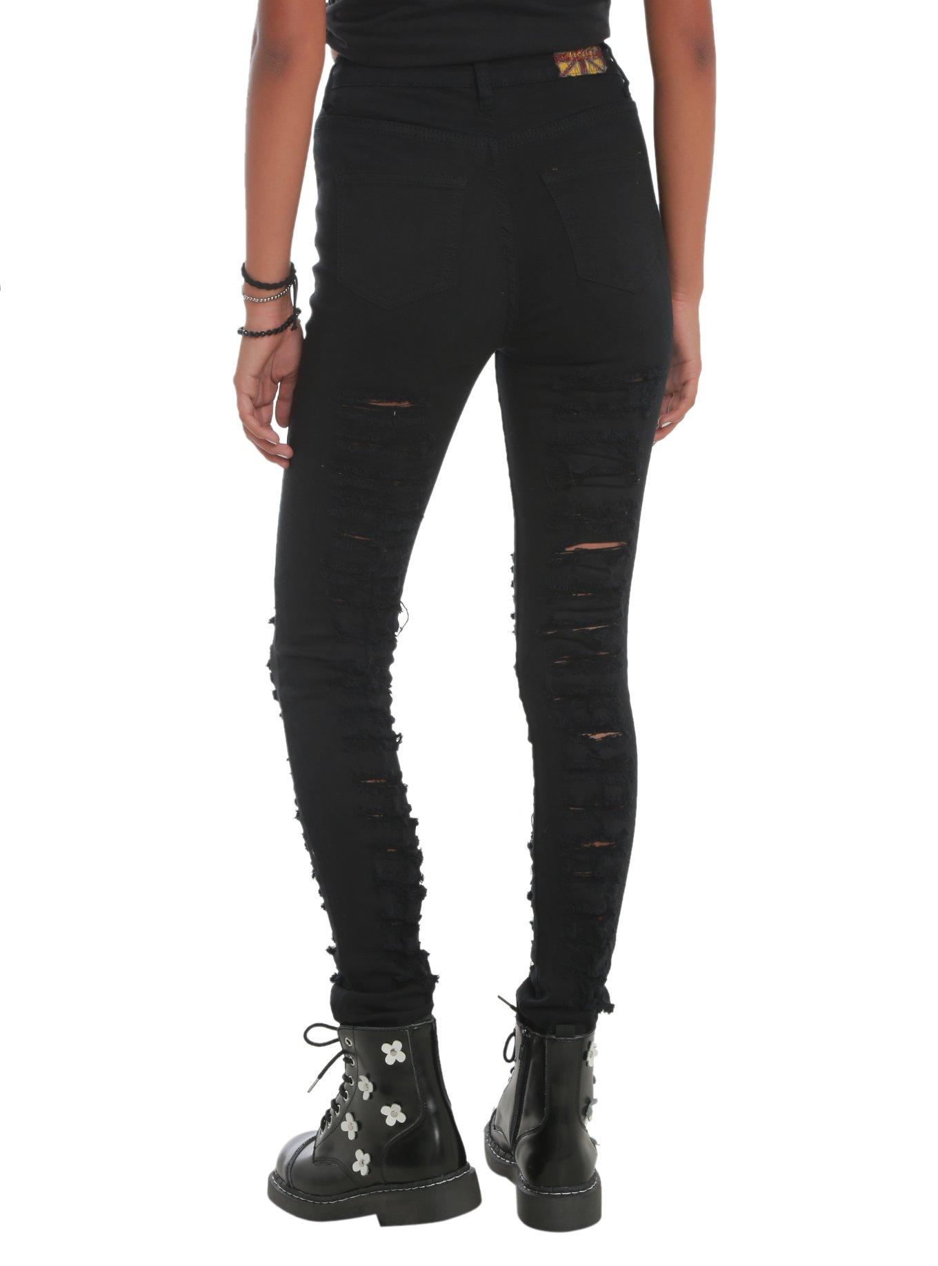 Machine Black Ripped High-Waisted Skinny Jeans, , alternate