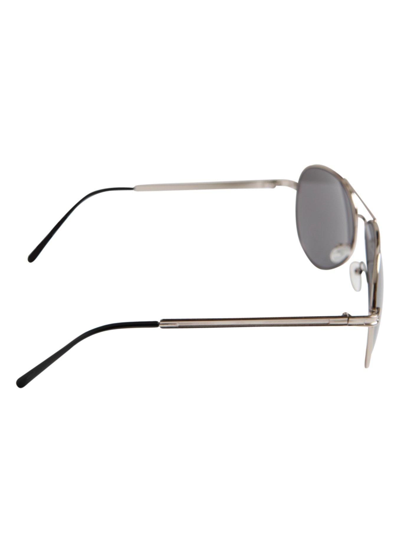 Silver Smoke Lens Aviator Sunglasses, , alternate