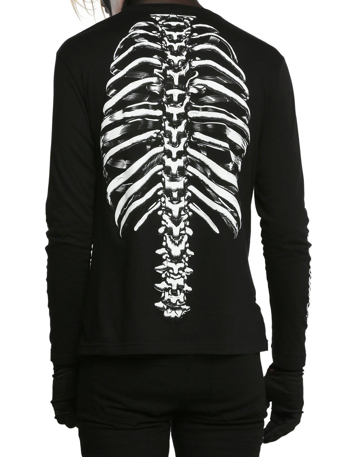 RUDE Black Skeleton Long-Sleeved Shirt, BLACK, alternate