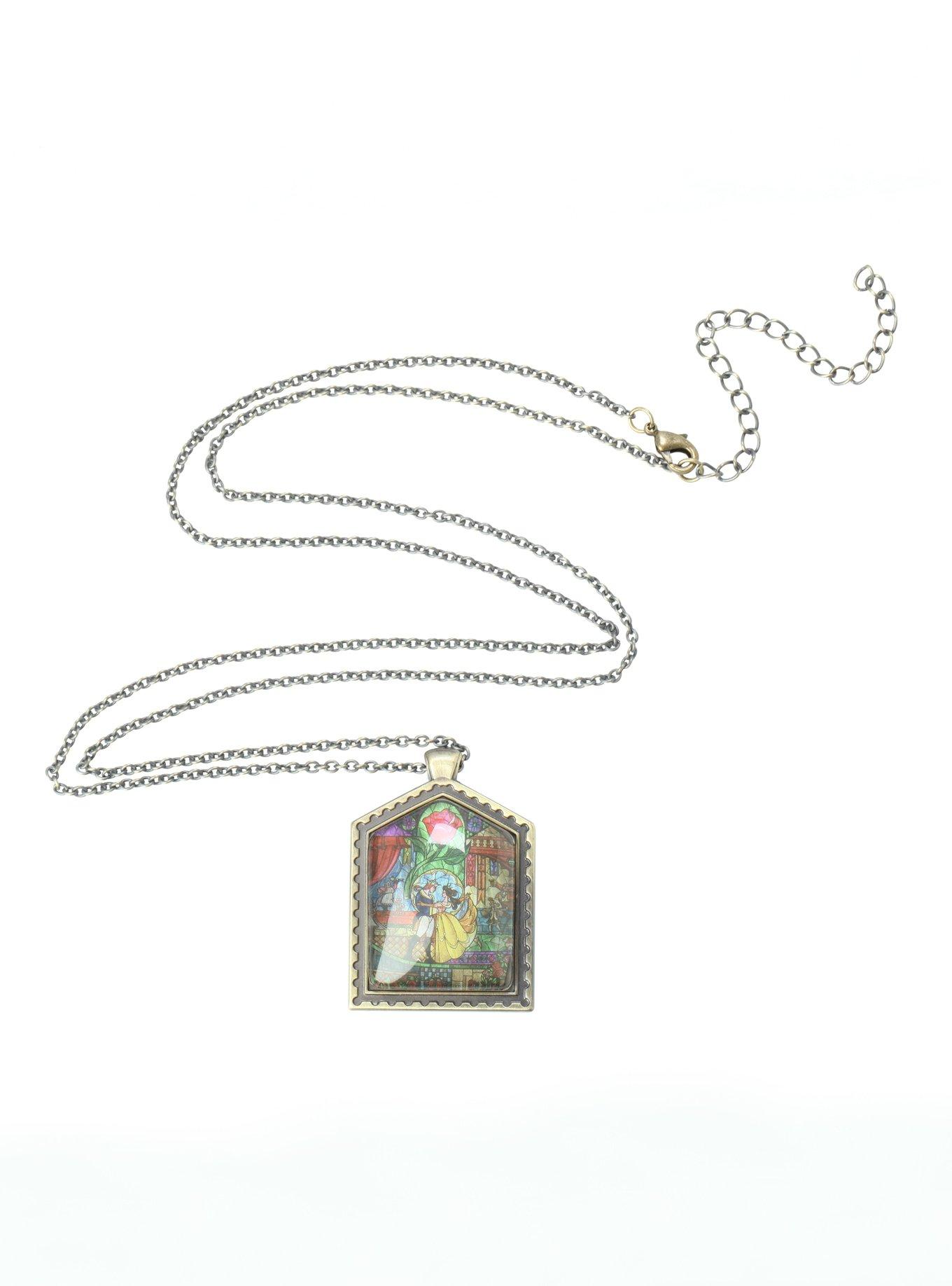 Disney Beauty And The Beast Stained Glass Necklace, , alternate