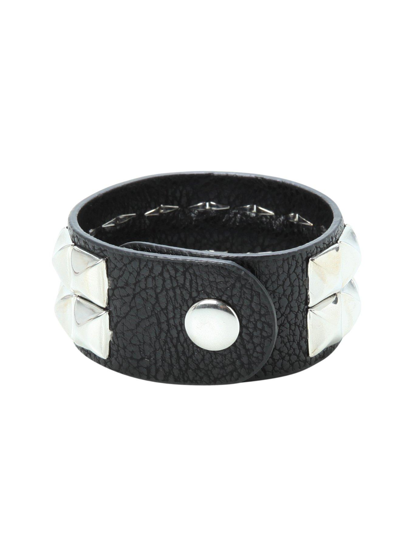 Two Row Pyramid Black Bracelet, , alternate