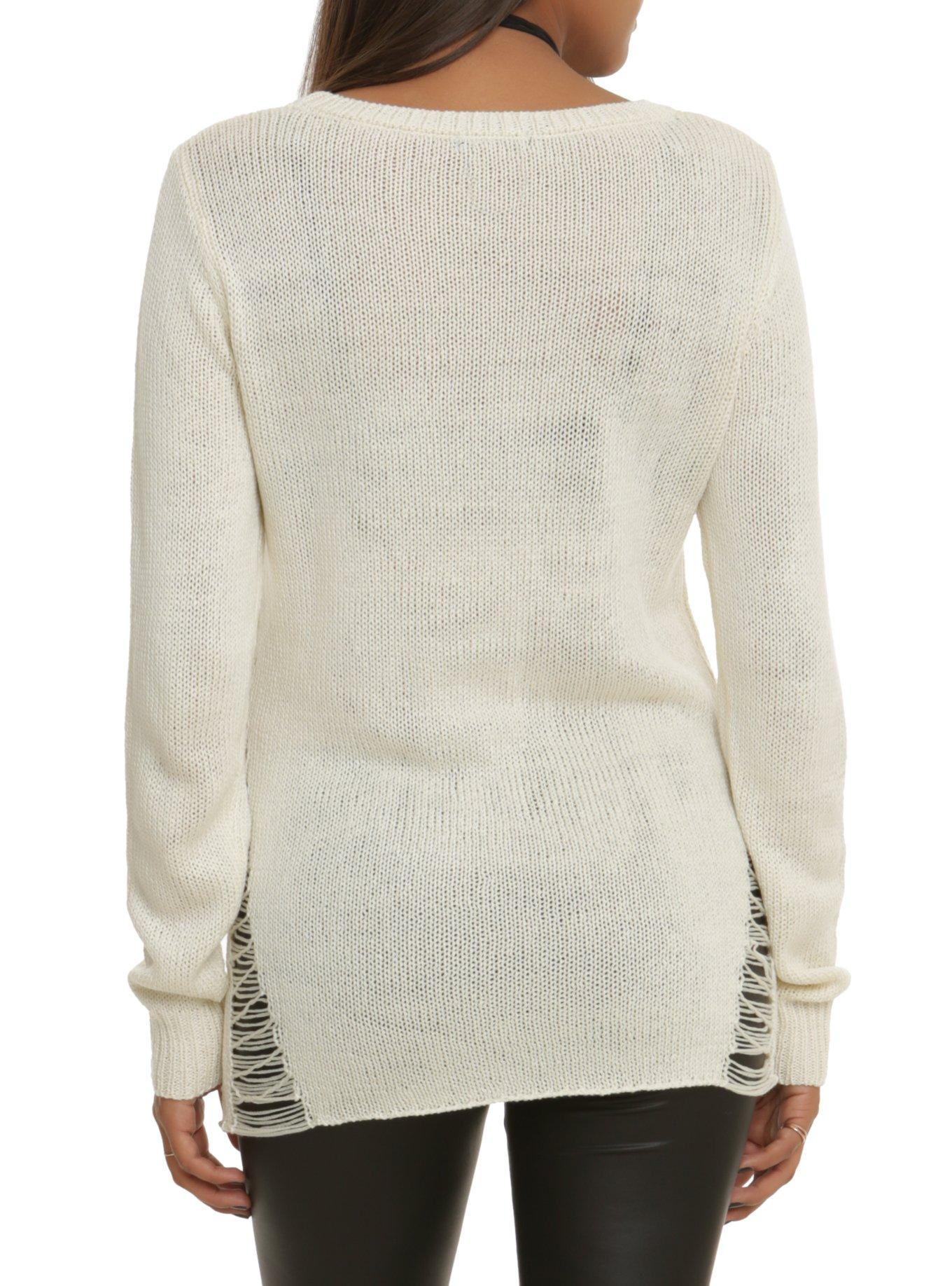 Ivory Skull & Crossbones Girls Sweater, , alternate