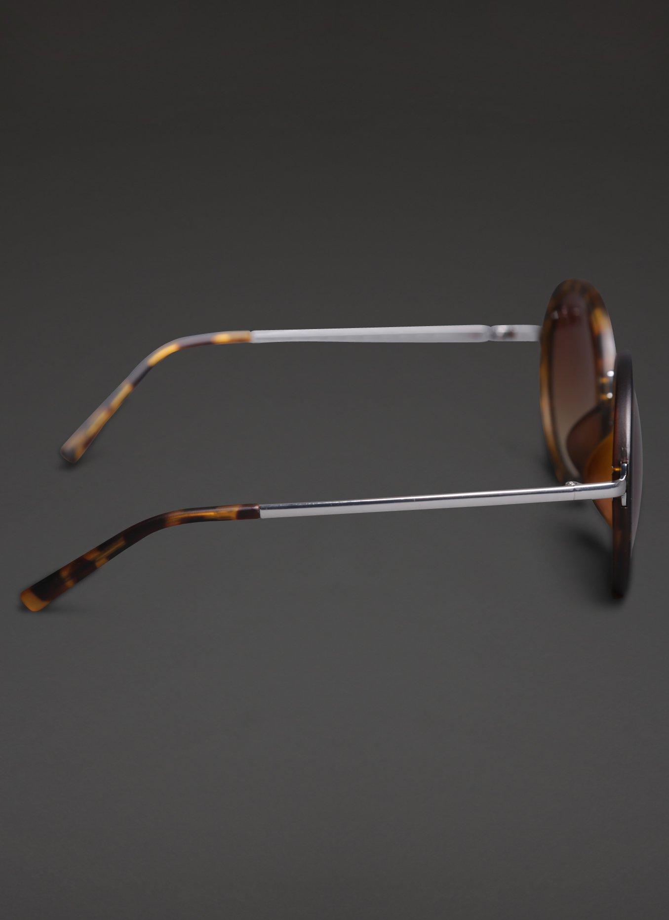 Oversized Round Tortoise Shell Sunglasses, , alternate